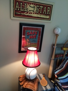 Hand-painted baseball lamp from Thrift Store find