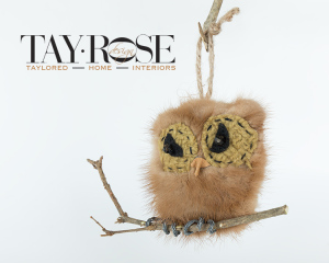 Mink collar Owl ornament