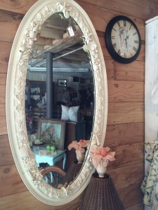 vintage shell mirror in shop