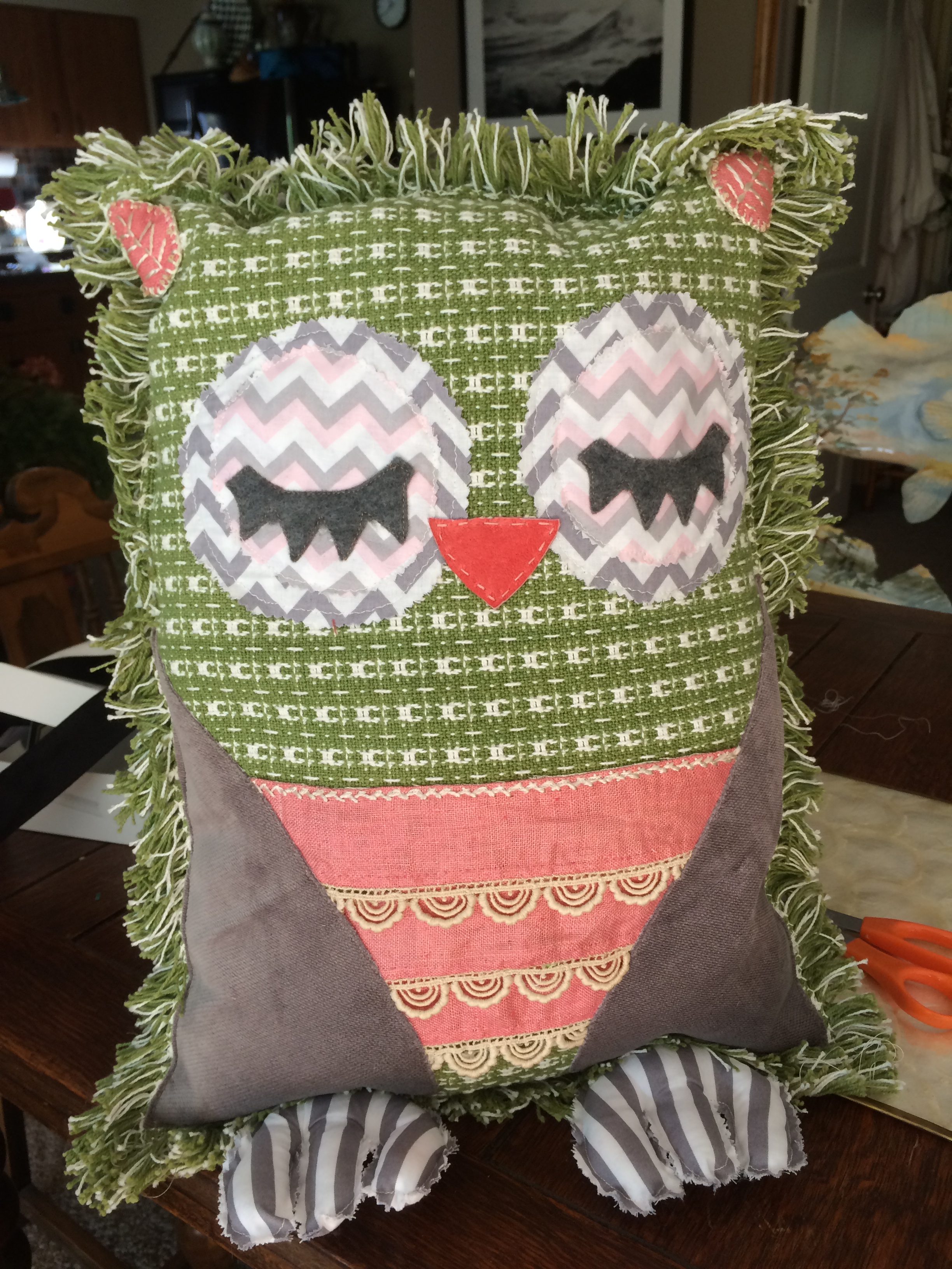 owl placemat pillow finished