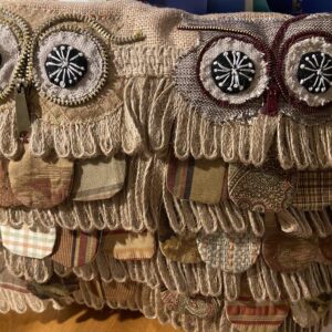 Handmade 3D Owl one of kind pillow cover and feather insert