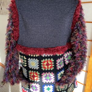 Upcycled Knit Top with granny squares size Large