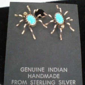 Genuine Native American sterling and turquoise spider post earrings New