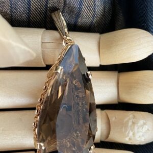 Large smokey topaz teardrop pendant only in 14kt yellow gold pre-owned
