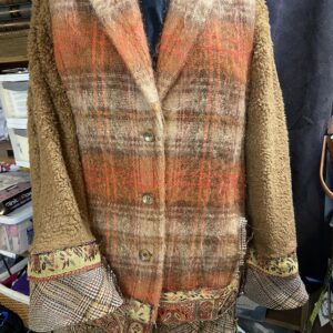 Upcycled Mohair fall color large plaid blazer/jacket size 10