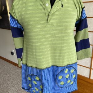 Upcycled Pickleball Women's sport shirt in Green and Navy One of a kind